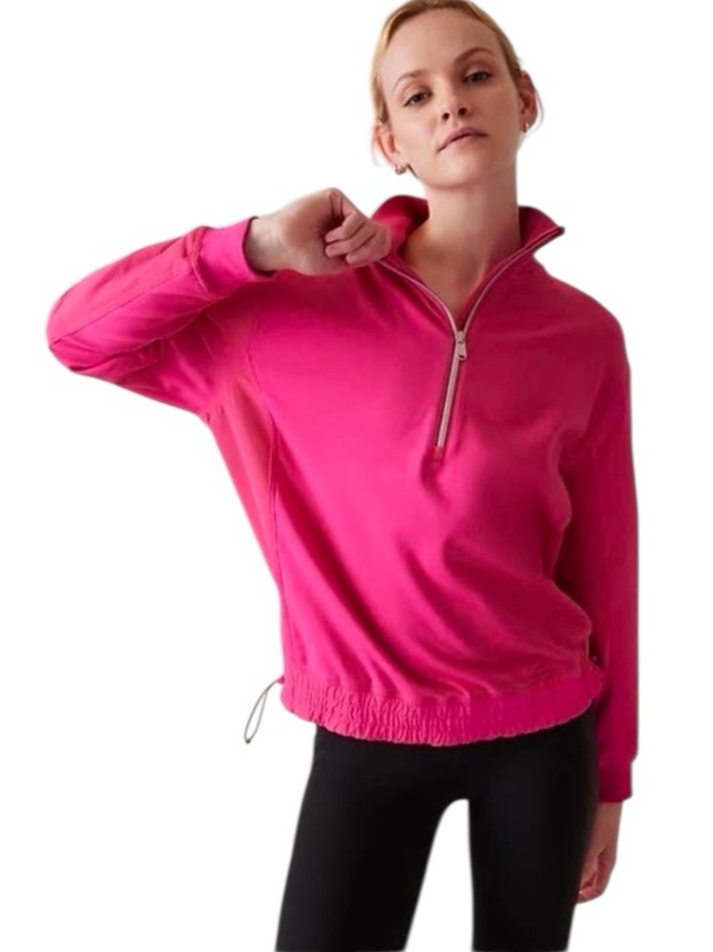 ATHLETA Triumph Hybrid Half Zip Sweatshirt in Salvia Pink